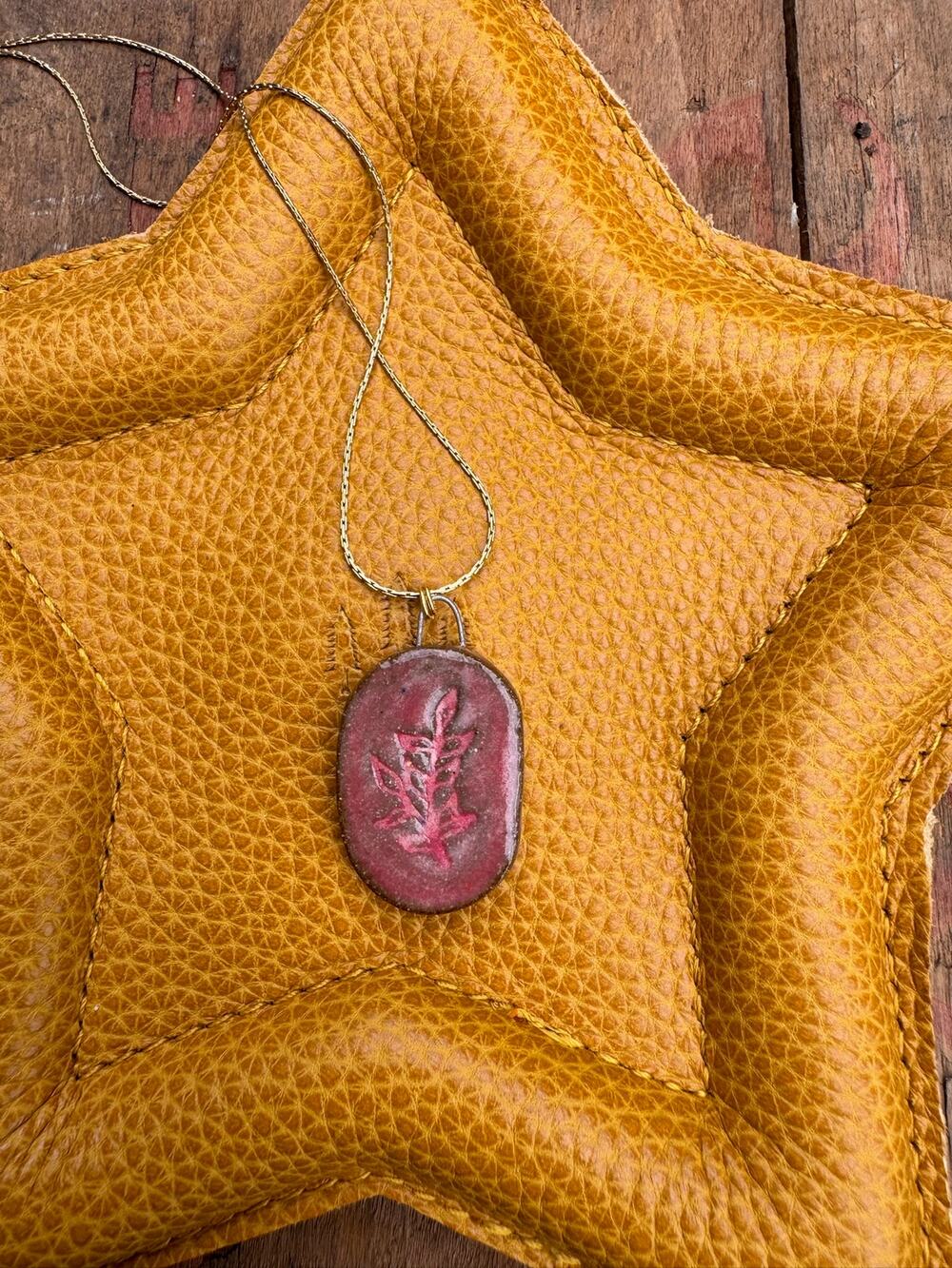 Kiln Fired Ceramic Oval Pendant Necklace Ceramic Made in Oregon